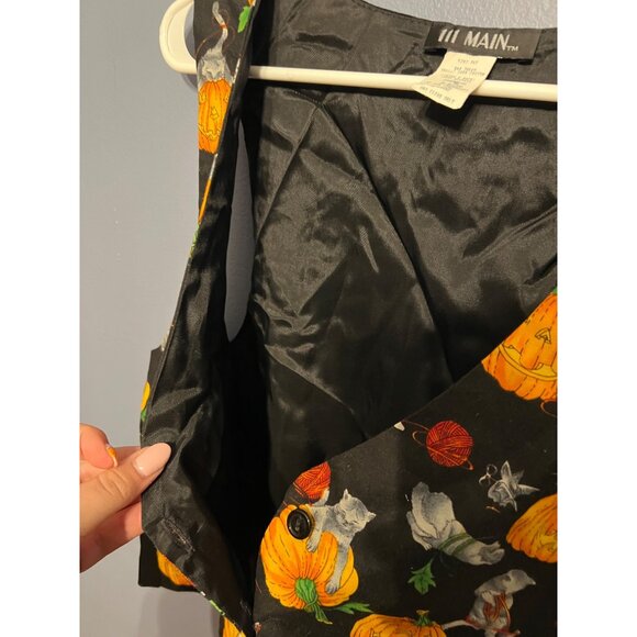 Vintage Women's 111 Main Halloween Pumpkins & Black Cats Button Up Vest SZ LARGE - Picture 10 of 10